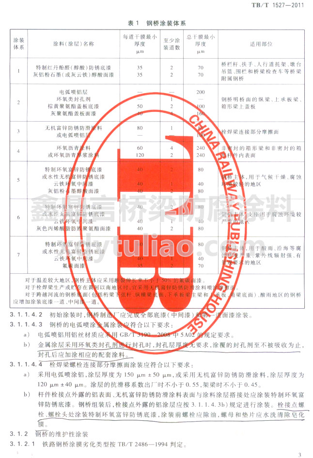 TB/T 1527-2011F·䓘oͿbͿϹ؛l-1 䓘Ϳbwϵ